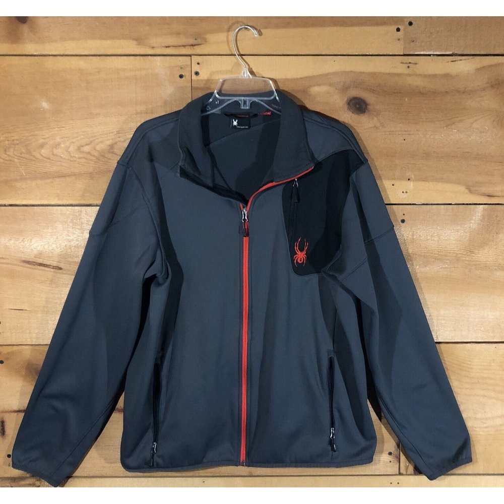 Spyder Full Zip Fleece Lightweight Jacket Mens Size XL Black Widow Outdoors
